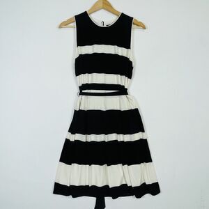Lauren Ralph Lauren Ivory Black Stripe Sleeveless Stretch Dress Womens 12 Petite